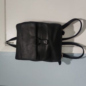 Tignanello Black Leather Pebbled Backpack